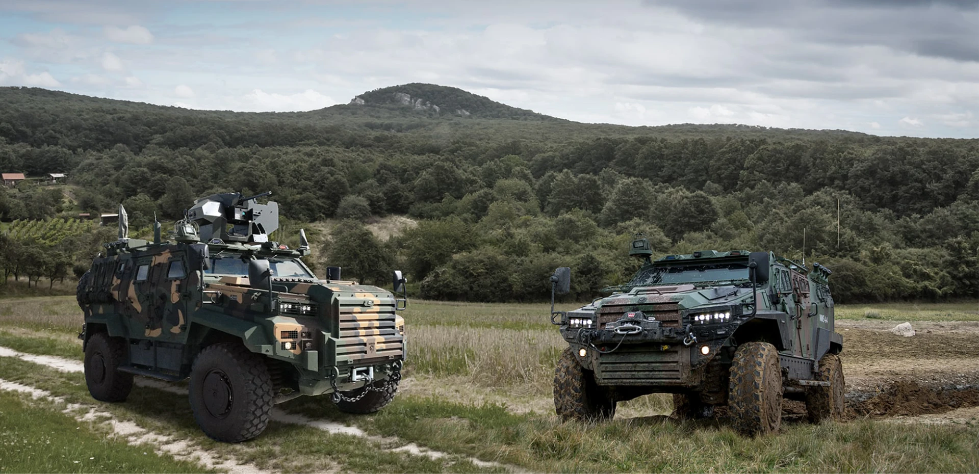 two tactical vehicles